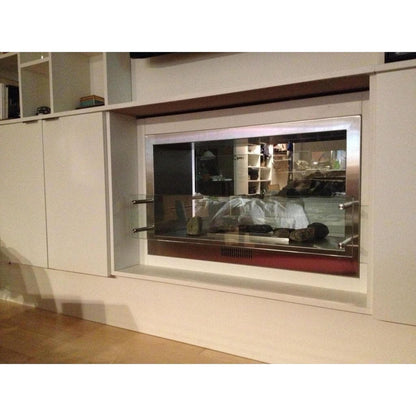 The Bio Flame Firebox 38" Stainless Steel Double Sided Spacer Built-In Ethanol Fireplace With 16" Manual Burner