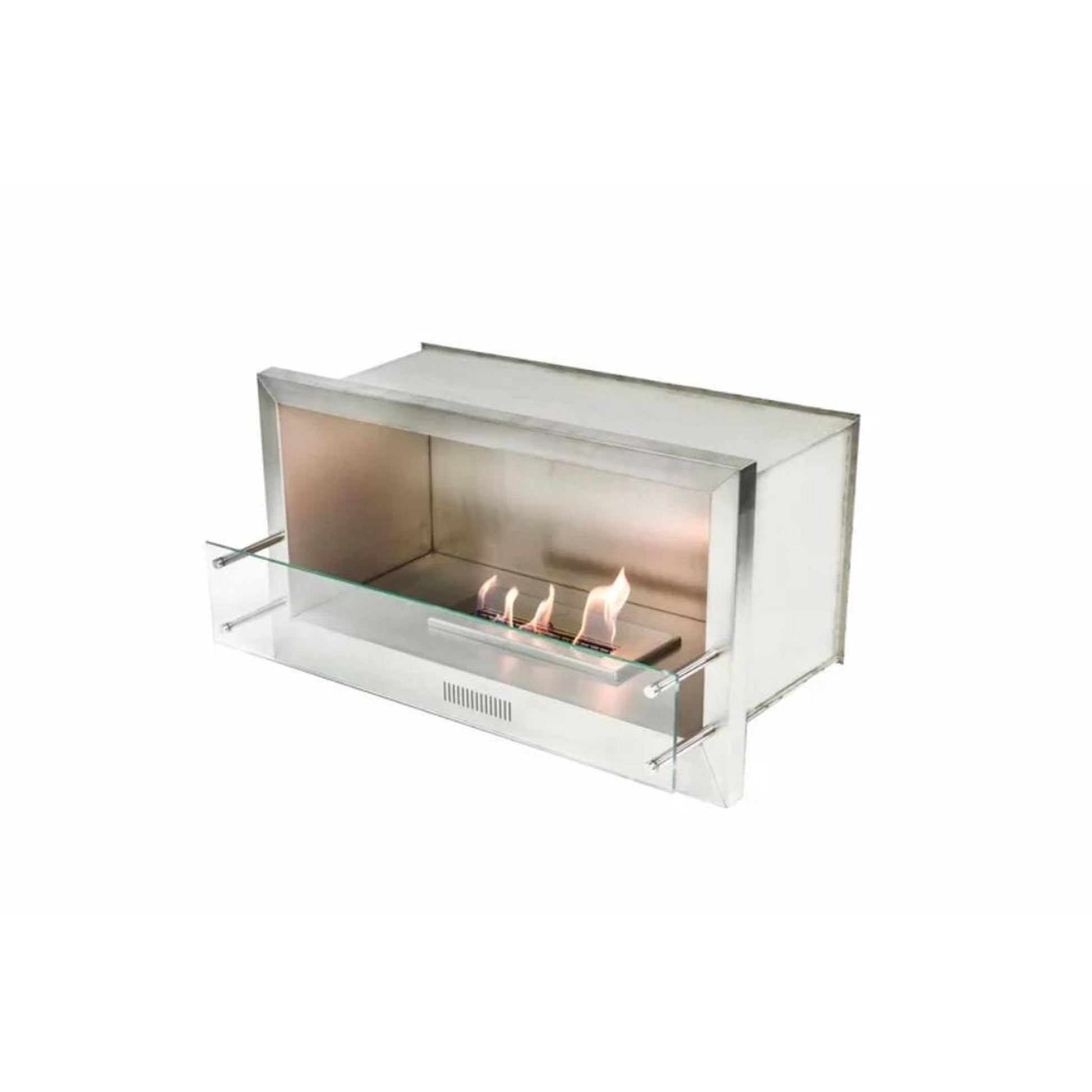 The Bio Flame Firebox 38" Stainless Steel Single Sided Spacer Built-In 16" Manual Ethanol Fireplace