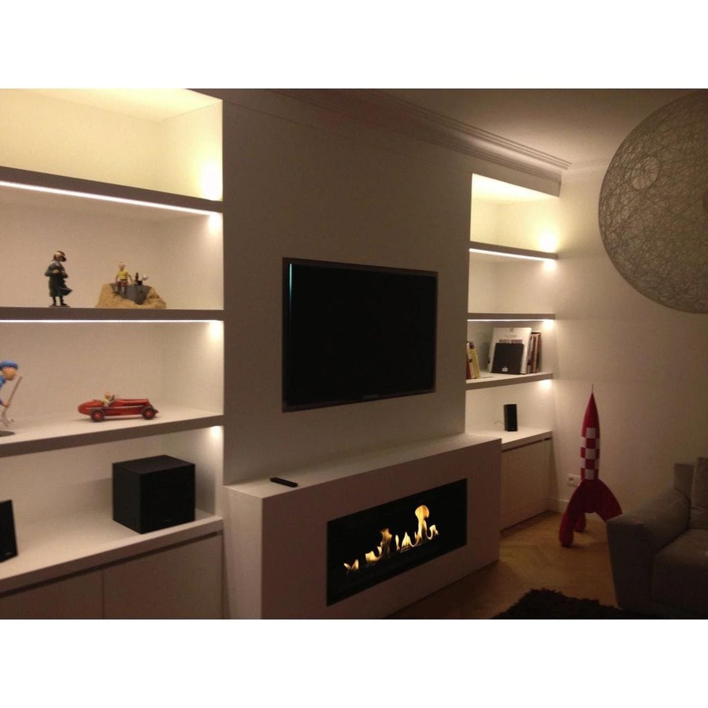 The Bio Flame Firebox 38" Stainless Steel Single Sided Spacer Built-In 16" Manual Ethanol Fireplace