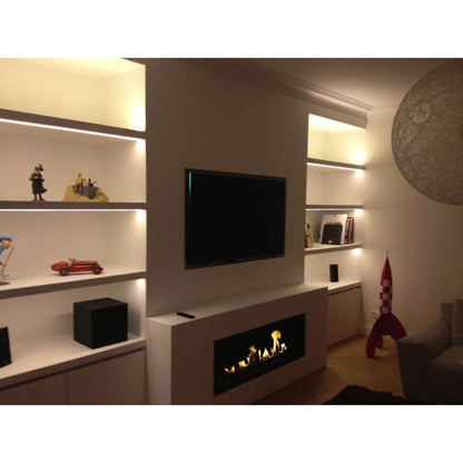 The Bio Flame Firebox 38" Stainless Steel Single Sided Spacer Built-In 16" Manual Ethanol Fireplace