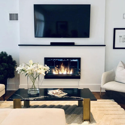 The Bio Flame Firebox 38" Stainless Steel Single Sided Spacer Built-In 16" Manual Ethanol Fireplace