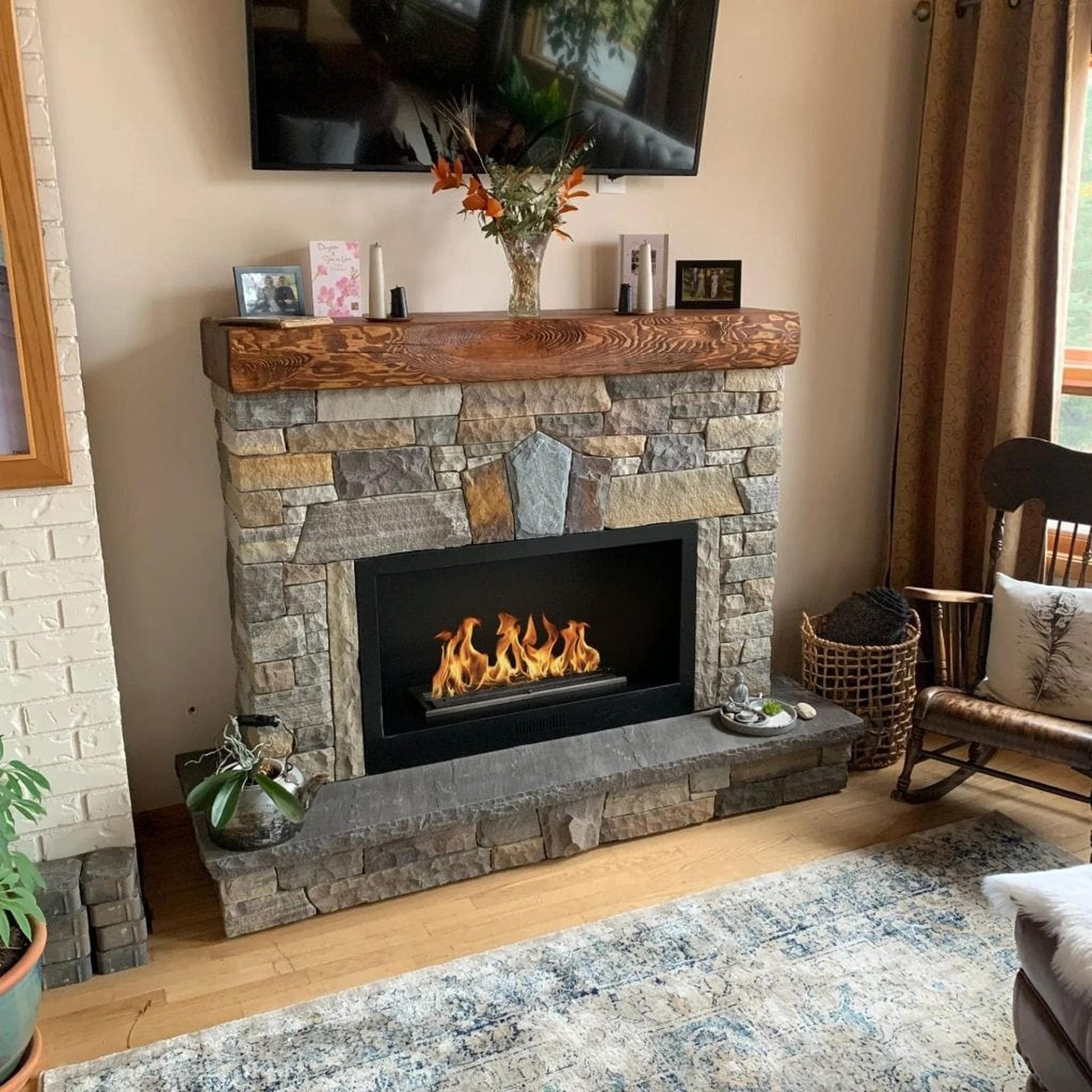 The Bio Flame Firebox 38" Stainless Steel Single Sided Spacer Built-In 16" Manual Ethanol Fireplace