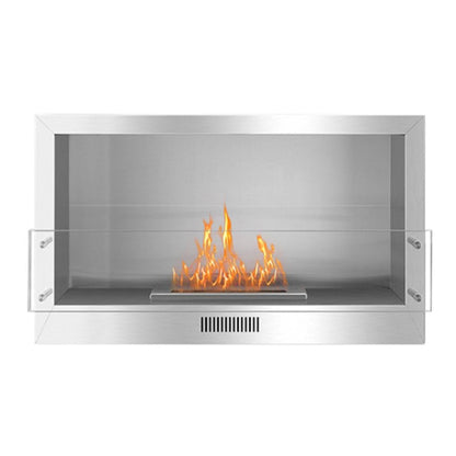 The Bio Flame Firebox 38" Stainless Steel Single Sided Spacer Built-In 16" Manual Ethanol Fireplace