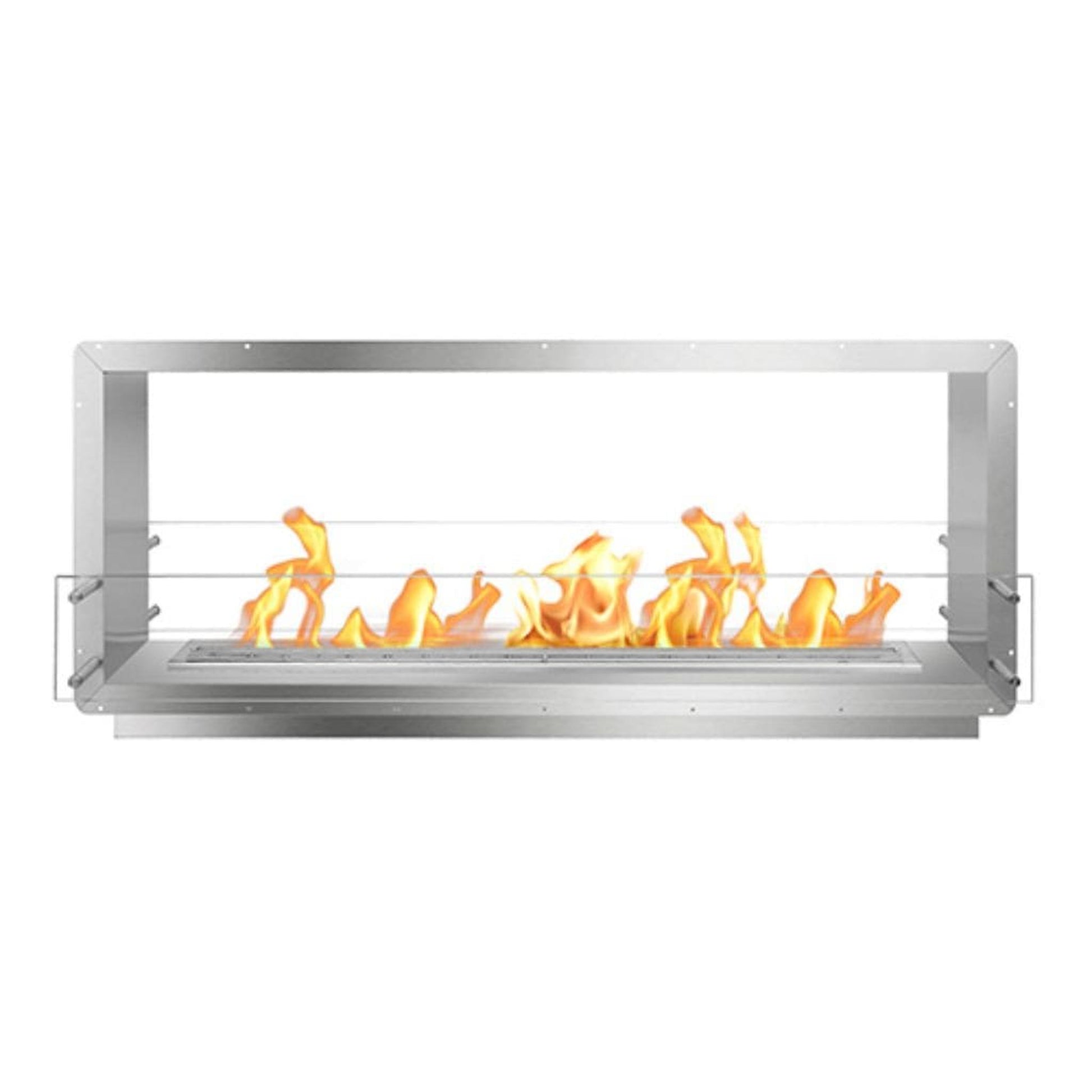 The Bio Flame Firebox 60" Black Double Sided Flush Built-In Ethanol Fireplace With 48" Remote Control Burner