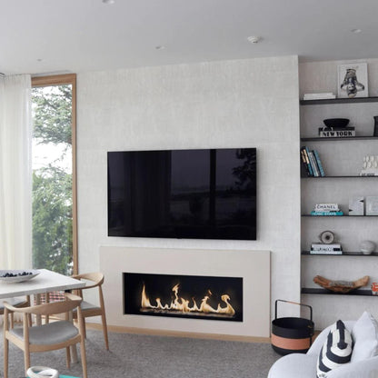 The Bio Flame Firebox 60" Stainless Steel Single Sided Spacer Built-In Ethanol Fireplace With 48" Manual Burner