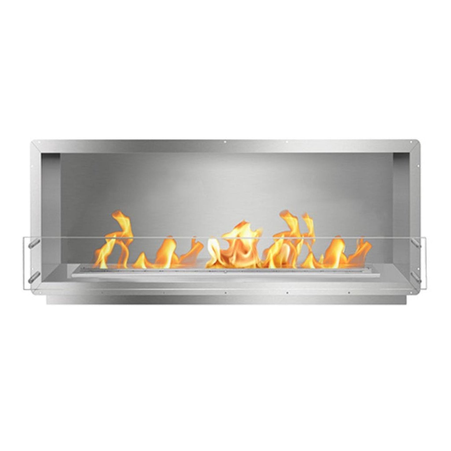 The Bio Flame Firebox 60" Stainless Steel Single Sided Spacer Built-In Ethanol Fireplace With 48" Manual Burner
