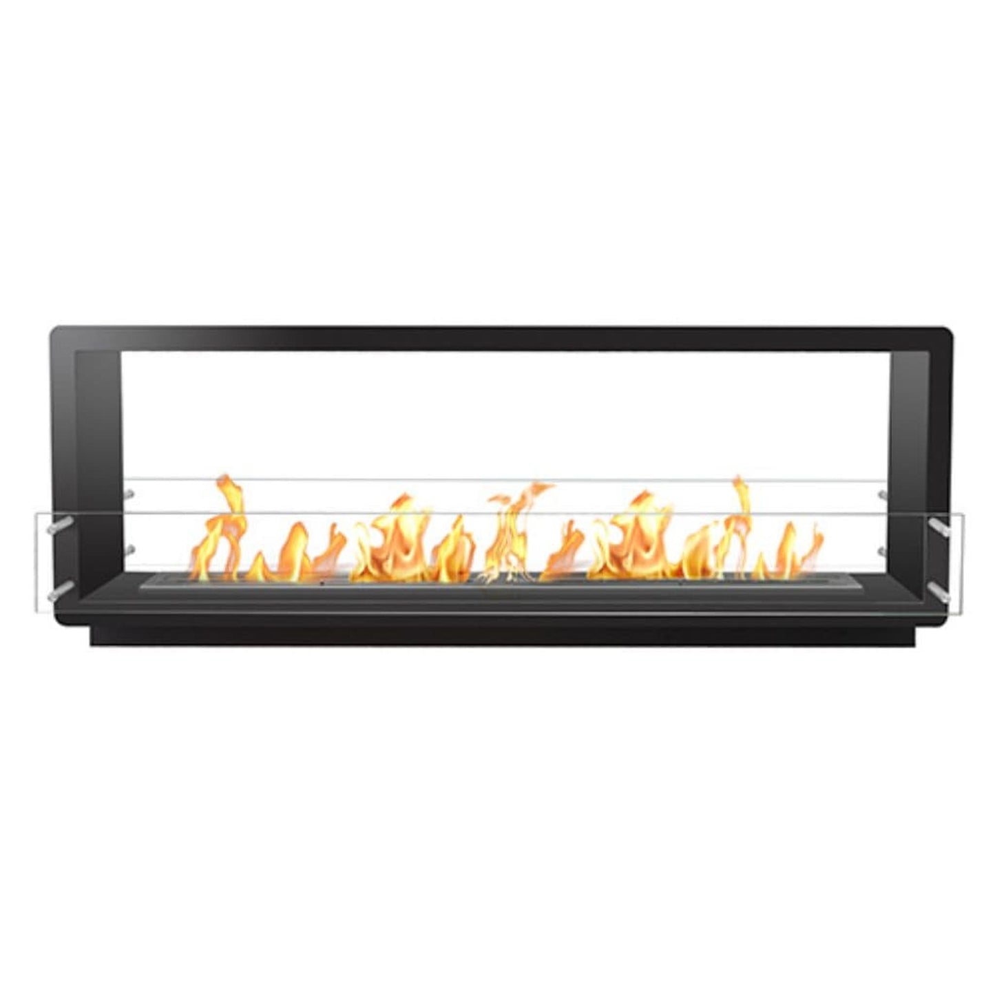 The Bio Flame Firebox 72" Stainless Steel Double Sided Spacer Built-In Ethanol Fireplace With 48" Manual Burner