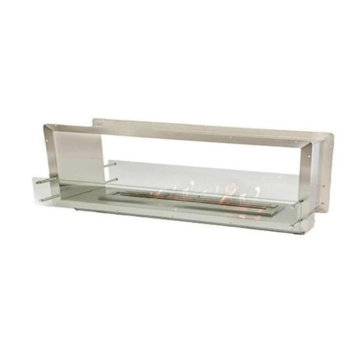 The Bio Flame Firebox 72" Stainless Steel Double Sided Spacer Built-In Ethanol Fireplace With 48" Manual Burner