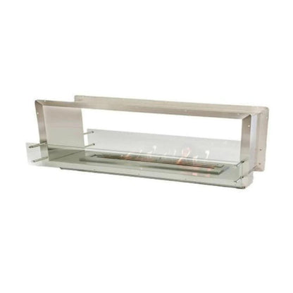 The Bio Flame Firebox 72" Stainless Steel Double Sided Spacer Built-In Ethanol Fireplace With 48" Manual Burner