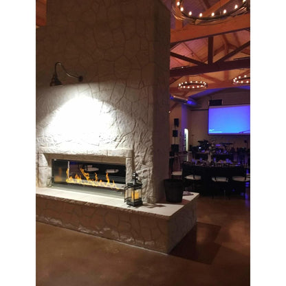 The Bio Flame Firebox 72" Stainless Steel Double Sided Spacer Built-In Ethanol Fireplace With 48" Manual Burner