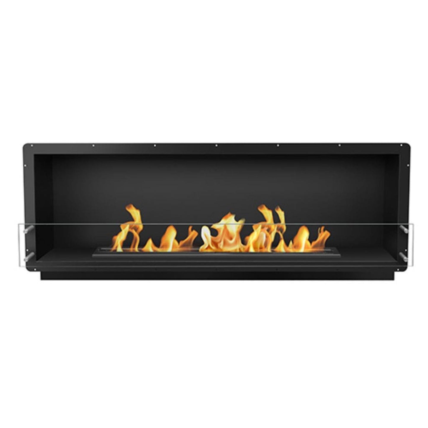 The Bio Flame Firebox 72" Stainless Steel Single Sided Spacer Built-In Ethanol Fireplace With 48" Manual Burner