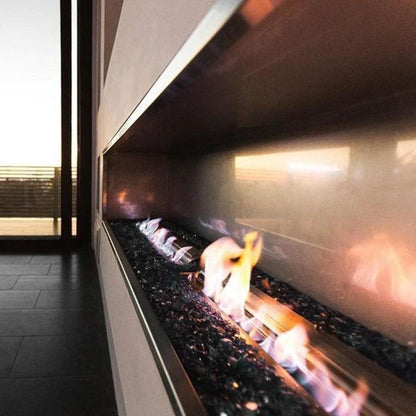 The Bio Flame Firebox 72" Stainless Steel Single Sided Spacer Built-In Ethanol Fireplace With 48" Manual Burner