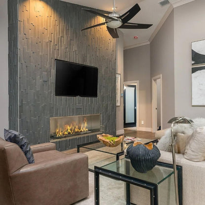 The Bio Flame Firebox 72" Stainless Steel Single Sided Spacer Built-In Ethanol Fireplace With 48" Manual Burner
