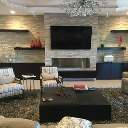 The Bio Flame Firebox 72" Stainless Steel Single Sided Spacer Built-In Ethanol Fireplace With 48" Manual Burner
