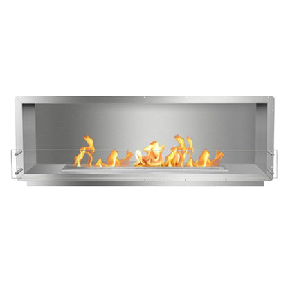 The Bio Flame Firebox 72" Stainless Steel Single Sided Spacer Built-In Ethanol Fireplace With 48" Manual Burner