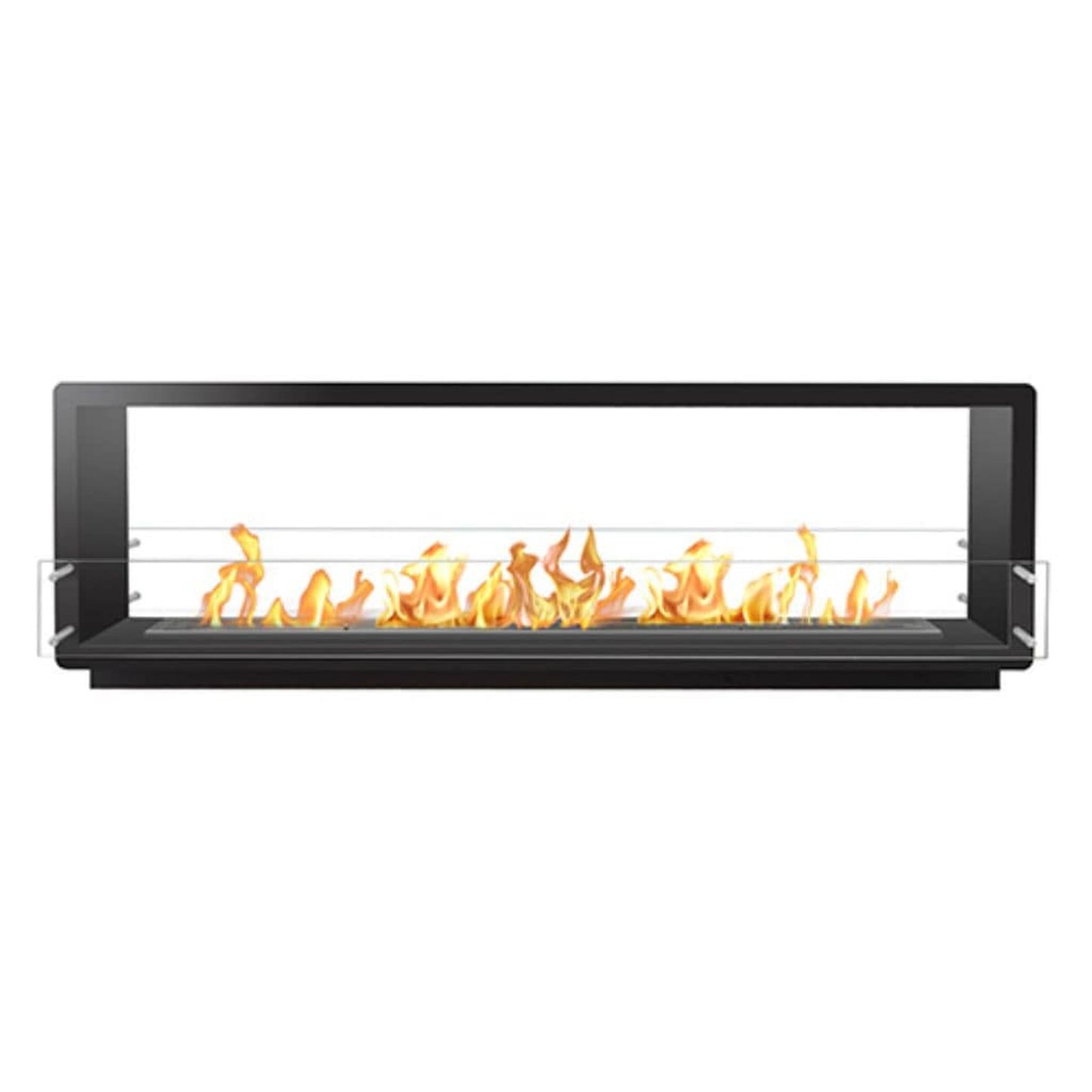The Bio Flame Firebox 84" Stainless Steel Double Sided Spacer Built-In Ethanol Fireplace With 60" Manual Burner