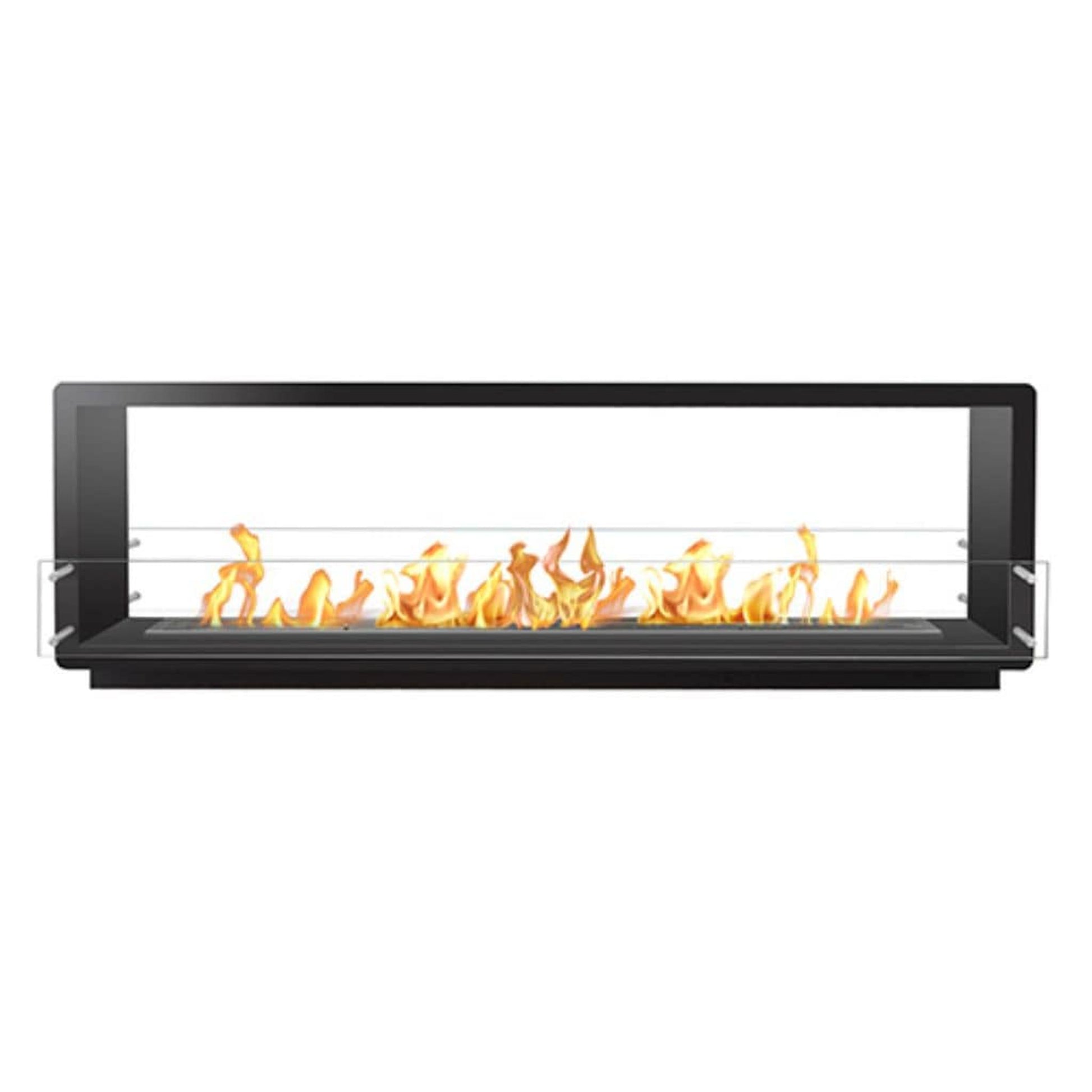 The Bio Flame Firebox 84" Stainless Steel Double Sided Spacer Built-In Ethanol Fireplace With 60" Manual Burner