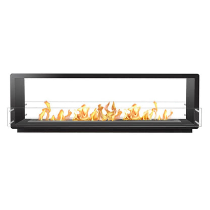 The Bio Flame Firebox 84" Stainless Steel Double Sided Spacer Built-In Ethanol Fireplace With 60" Manual Burner