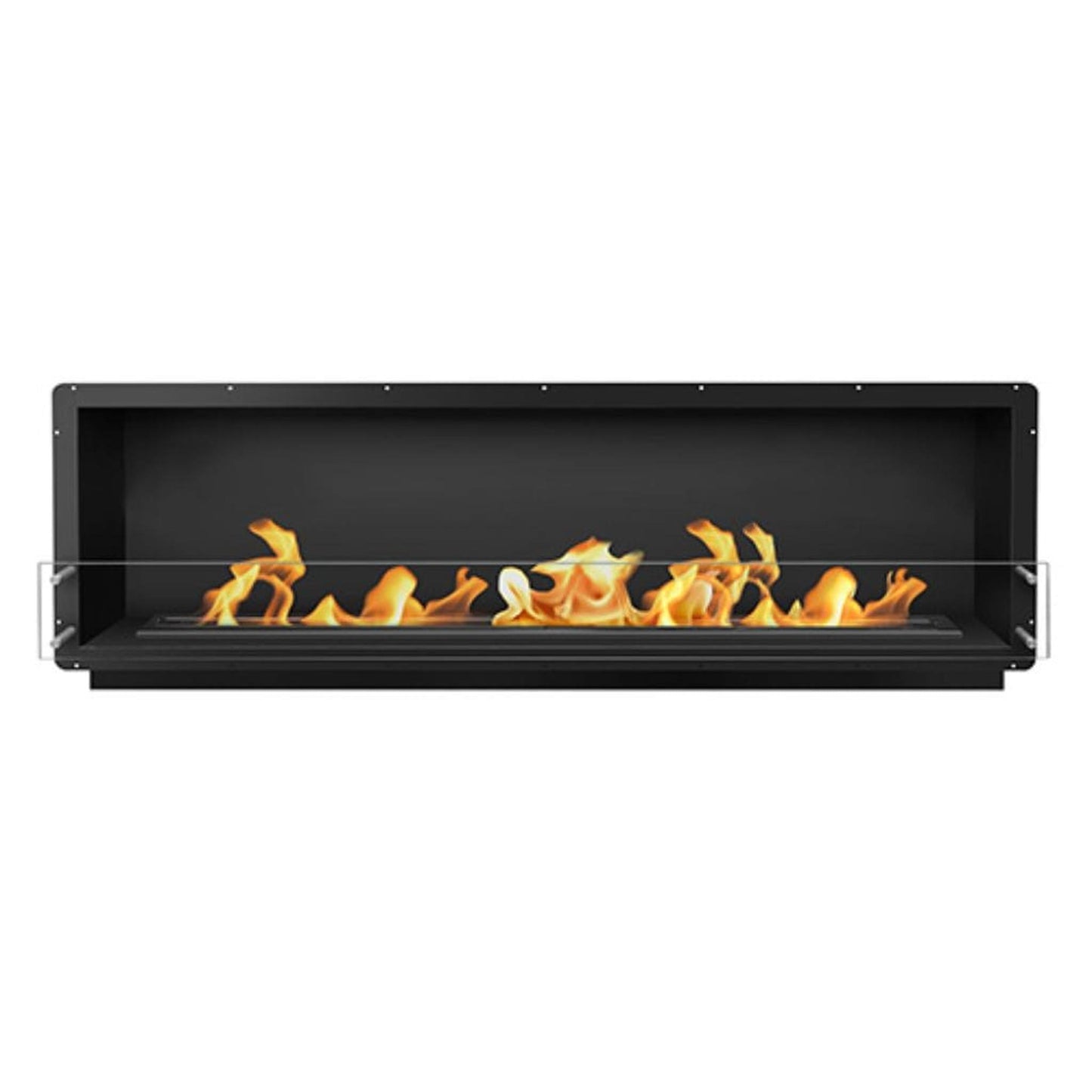 The Bio Flame Firebox 84" Stainless Steel Single Sided Spacer Built-In Ethanol Fireplace With 60" Manual Burner