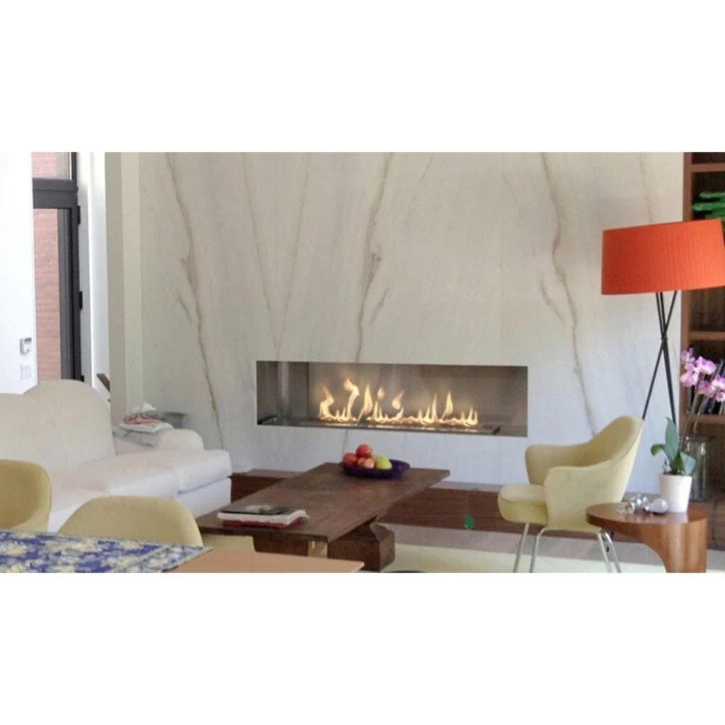 The Bio Flame Firebox 84" Stainless Steel Single Sided Spacer Built-In Ethanol Fireplace With 60" Manual Burner