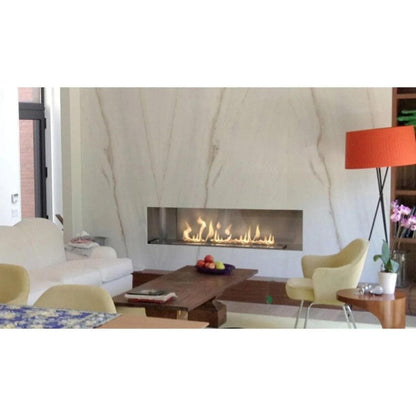 The Bio Flame Firebox 84" Stainless Steel Single Sided Spacer Built-In Ethanol Fireplace With 60" Manual Burner