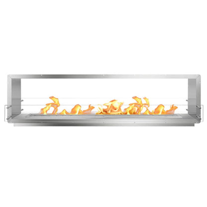 The Bio Flame Firebox 96" Black Double Sided Flush Built-In Ethanol Fireplace With 84" Remote Control Burner