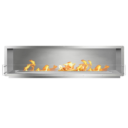 The Bio Flame Firebox 96" Black Single Sided Flush Built-In Ethanol Fireplace With 84" Remote Control Burner