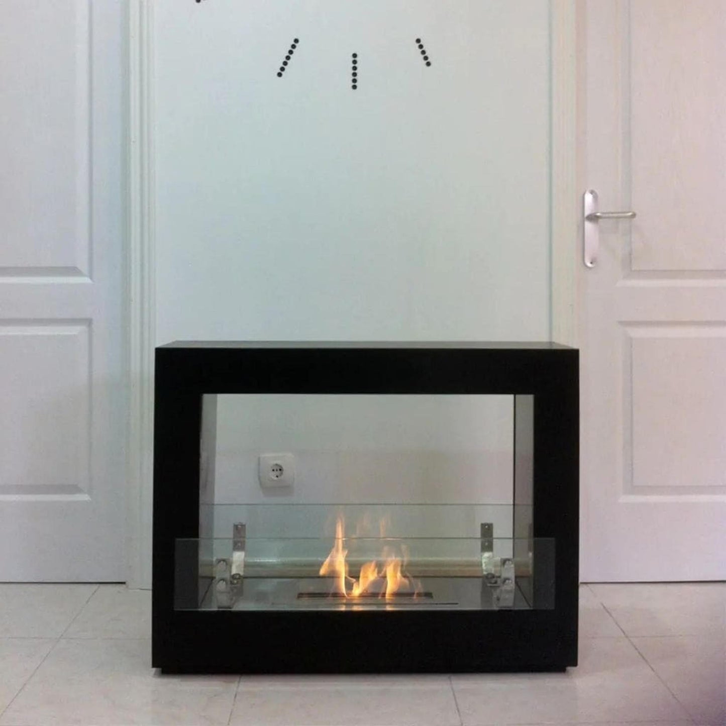 The Bio Flame Rogue 36" White 2.0 Freestanding See-Through Ethanol Fireplace
