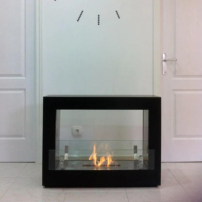 The Bio Flame Rogue 36" White 2.0 Freestanding See-Through Ethanol Fireplace