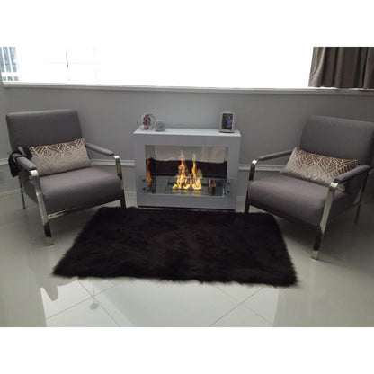 The Bio Flame Rogue 36" White 2.0 Freestanding See-Through Ethanol Fireplace