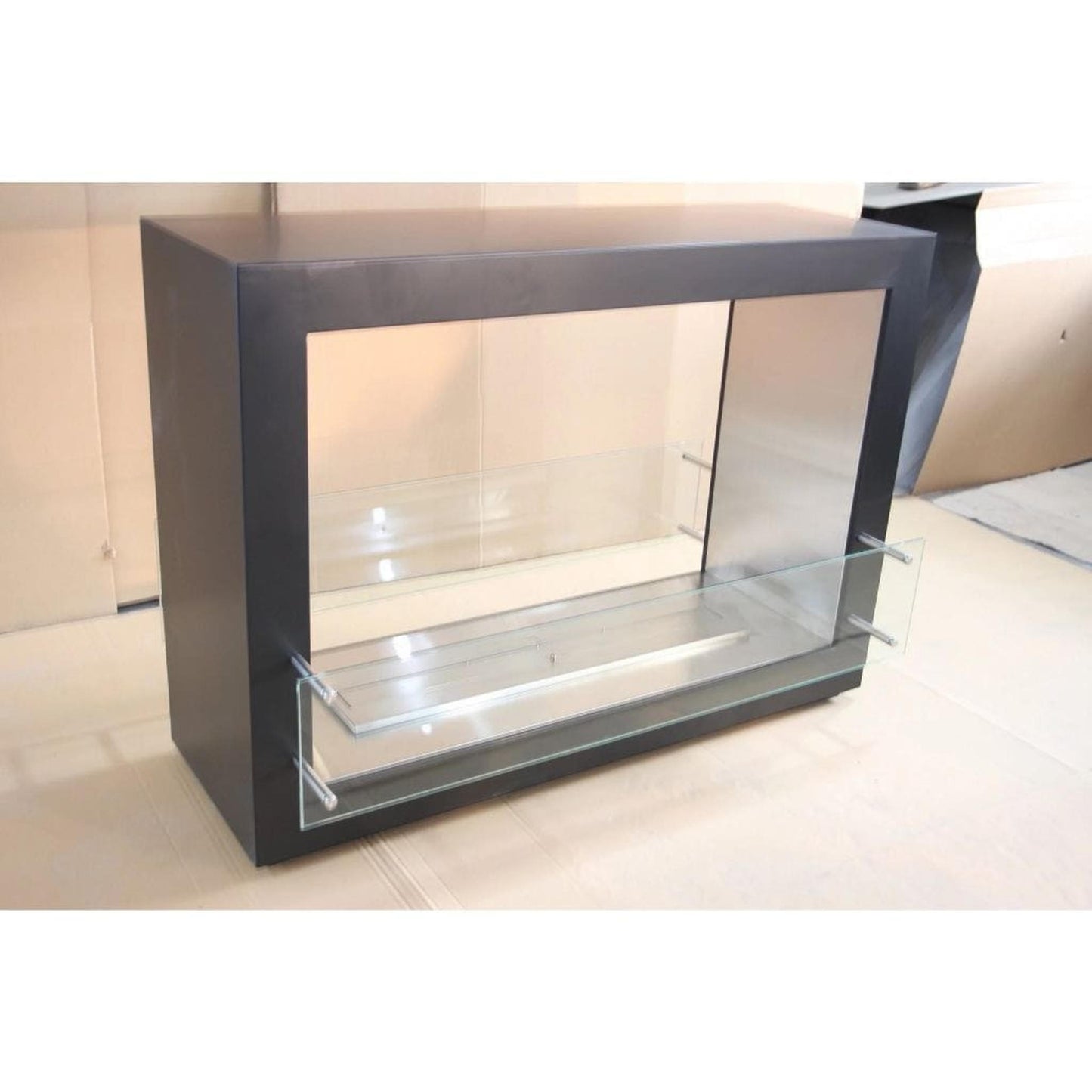 The Bio Flame SEK XL 53" White Freestanding See-Through Ethanol Fireplace
