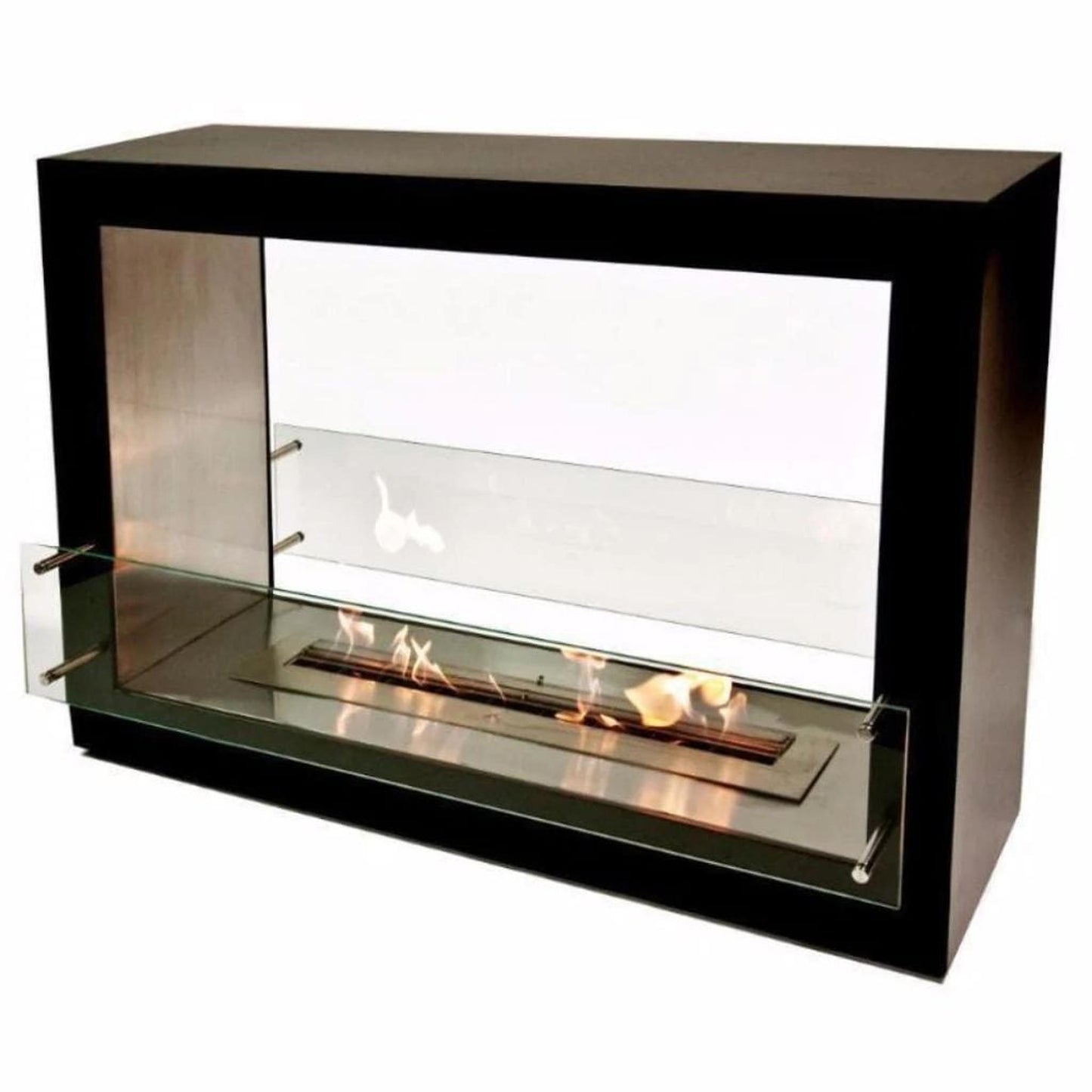 The Bio Flame SEK XL 53" White Freestanding See-Through Ethanol Fireplace