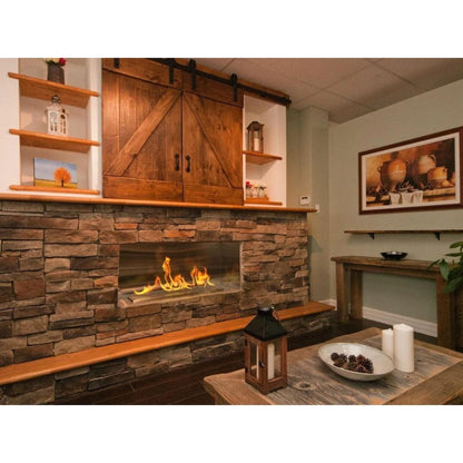 The Bio Flame XL Firebox 51" Stainless Steel Single Sided Spacer Built-In Ethanol Fireplace With 38" Manual Burner