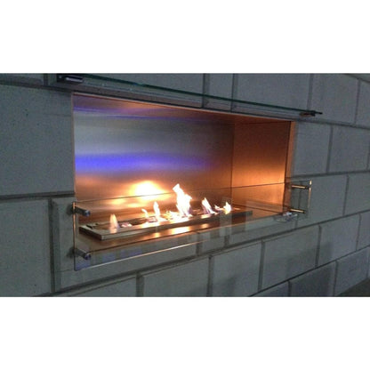 The Bio Flame XL Firebox 51" Stainless Steel Single Sided Spacer Built-In Ethanol Fireplace With 38" Manual Burner