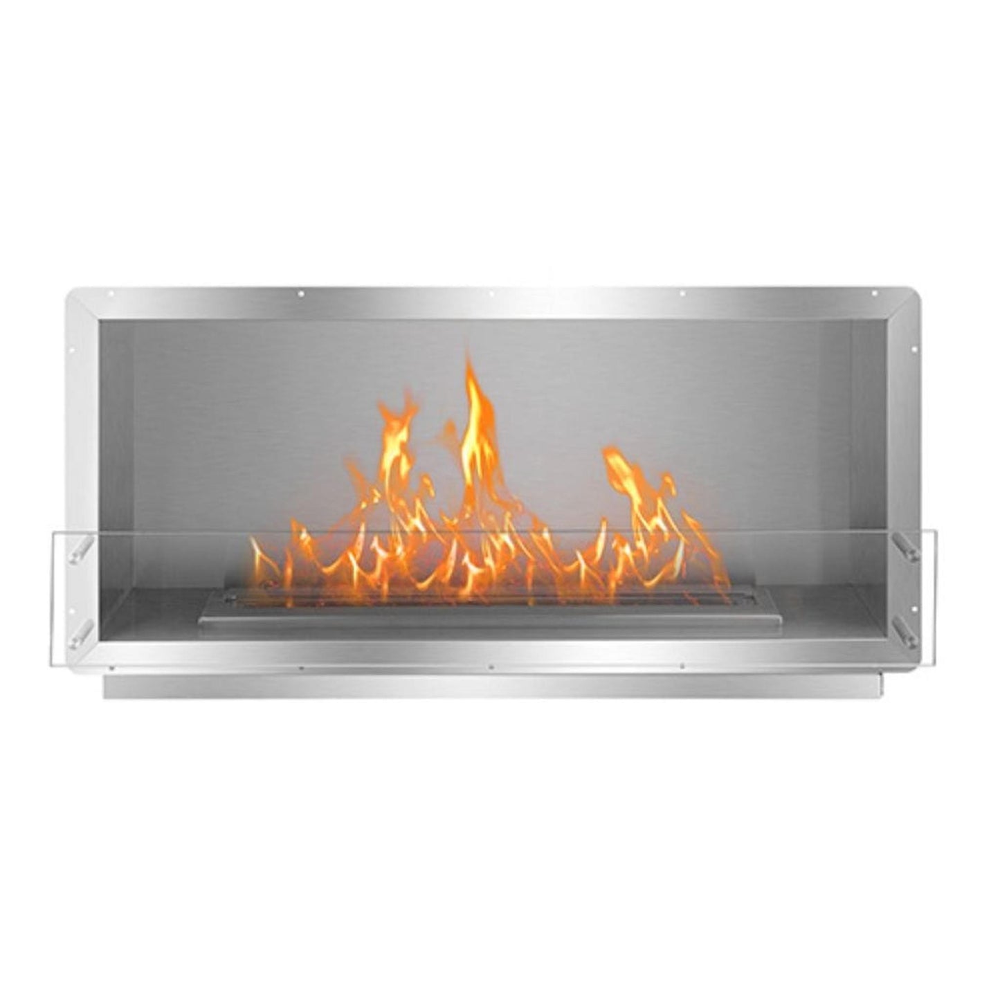 The Bio Flame XL Firebox 51" Stainless Steel Single Sided Spacer Built-In Ethanol Fireplace With 38" Manual Burner