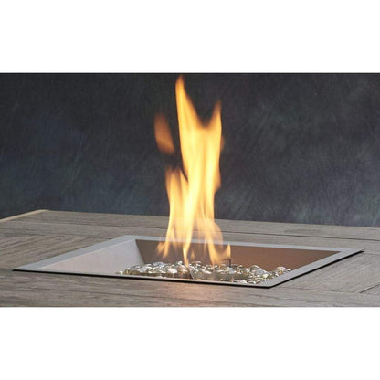 The Outdoor GreatRoom Company 16" X 16" Square Pewter Crystal Fire Gas Burner