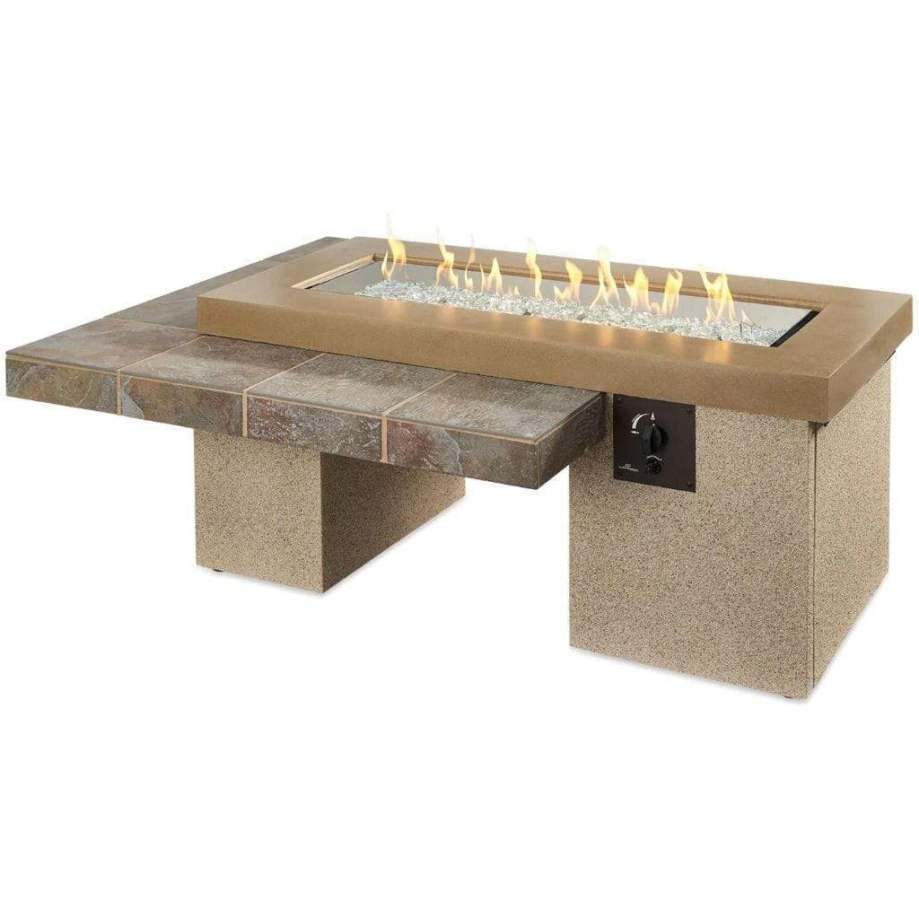 Fire Pit Table Brown The Outdoor GreatRoom Company 64" Uptown Linear Gas Fire Pit Table