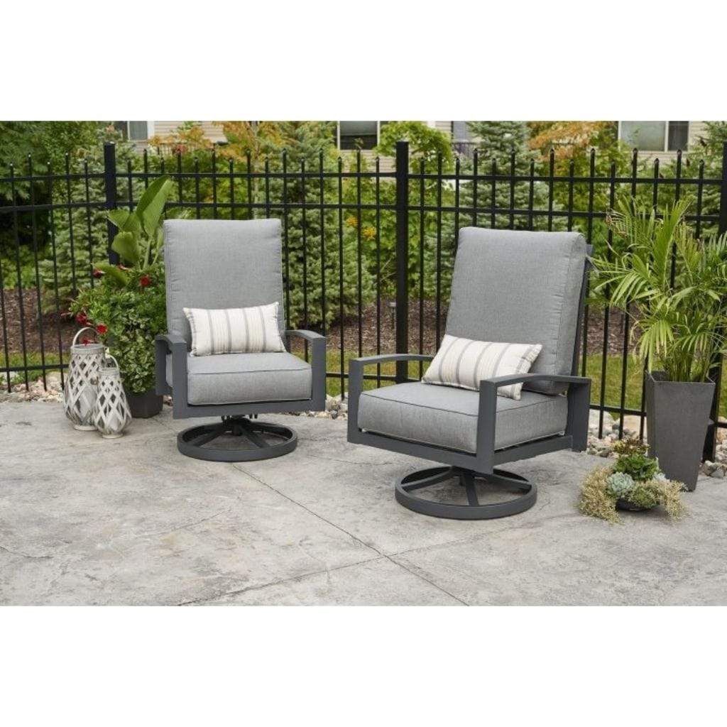 The Outdoor GreatRoom Company Cast Slate Lyndale Highback Swivel Rocking Chairs