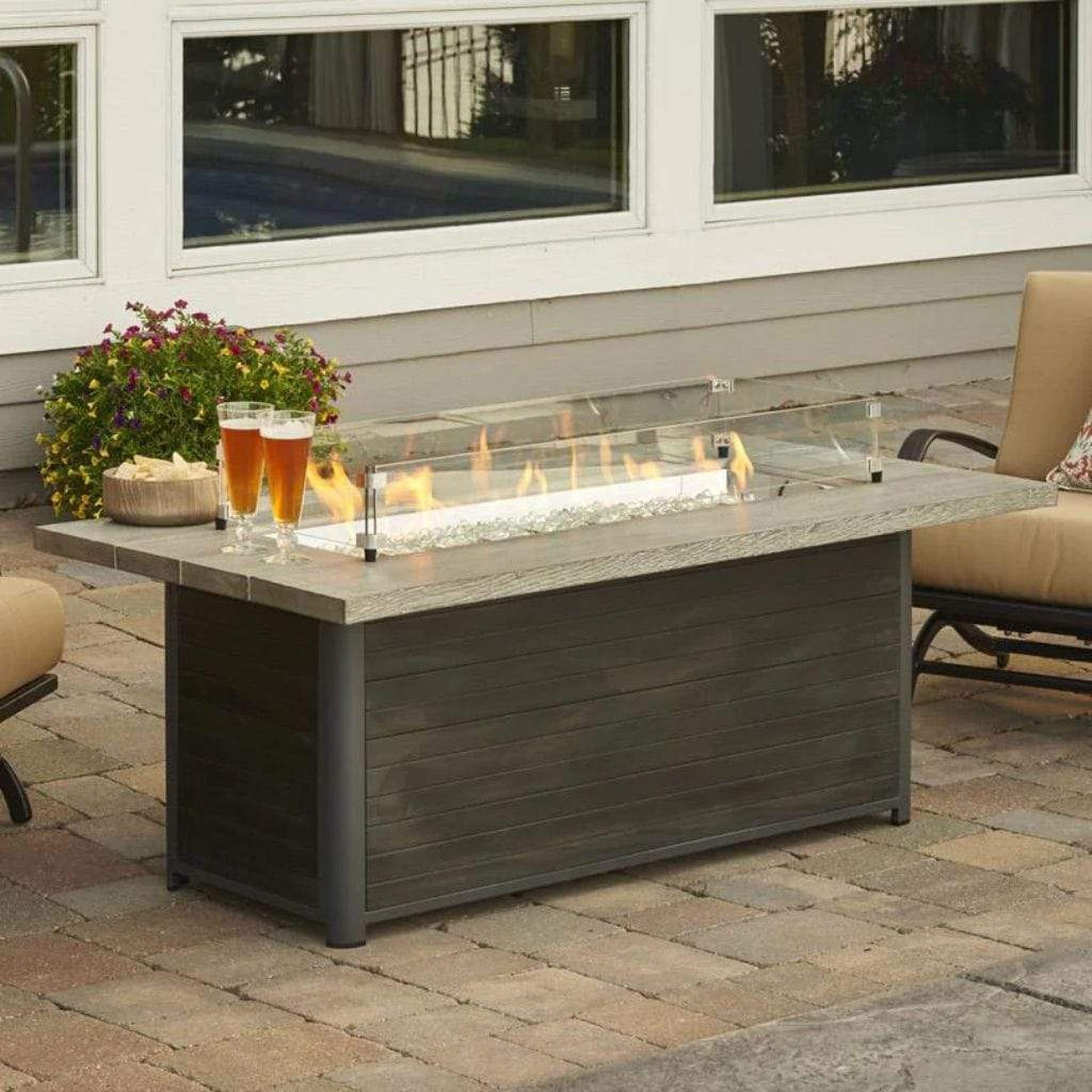 The Outdoor GreatRoom Company Cedar Ridge 61" Linear Gas Fire Table