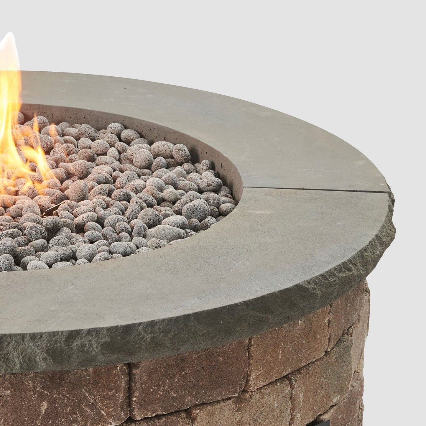 The Outdoor GreatRoom Company Charcoal Grey Round 4-Piece Concrete Top for Round Bronson Block Gas Fire Pit Kit