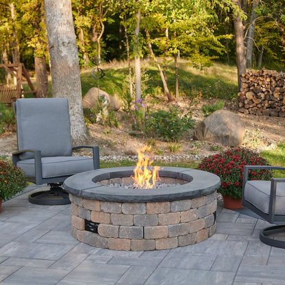 The Outdoor GreatRoom Company Charcoal Grey Round 4-Piece Concrete Top for Round Bronson Block Gas Fire Pit Kit