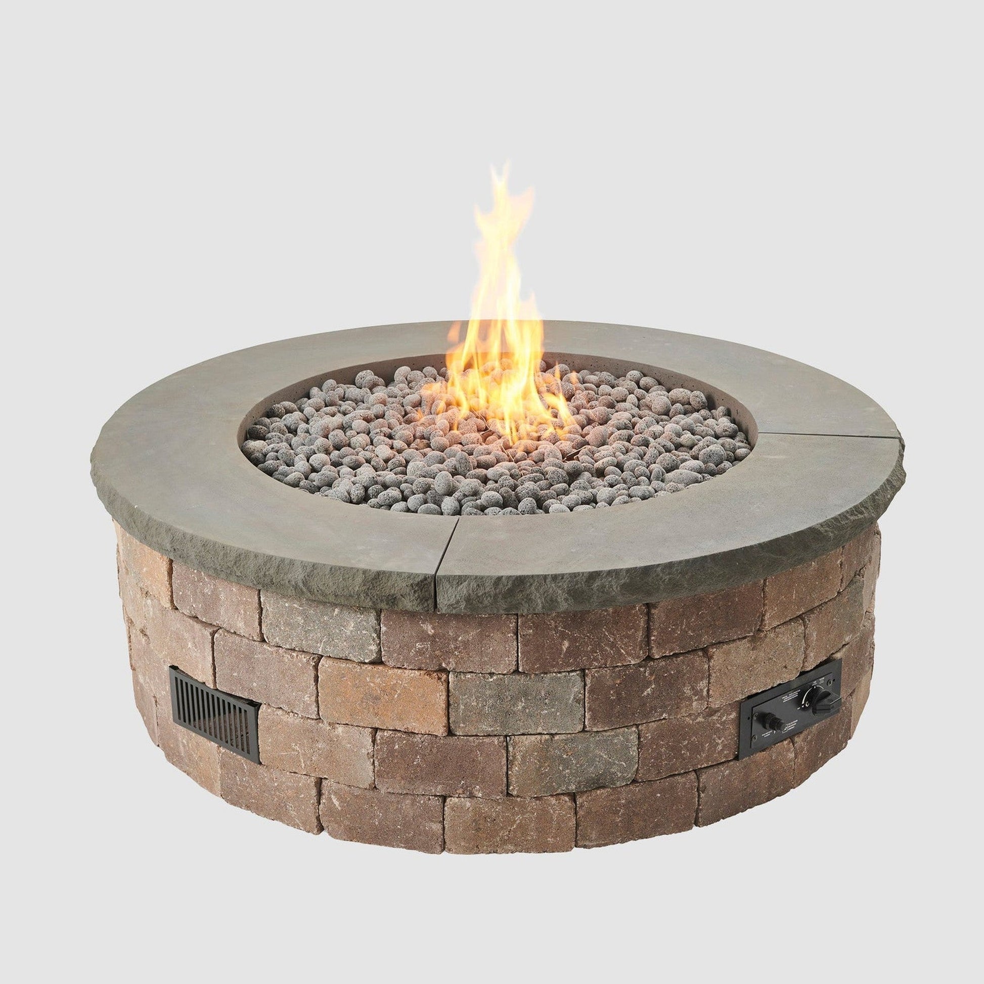 The Outdoor GreatRoom Company Charcoal Grey Round 4-Piece Concrete Top for Round Bronson Block Gas Fire Pit Kit
