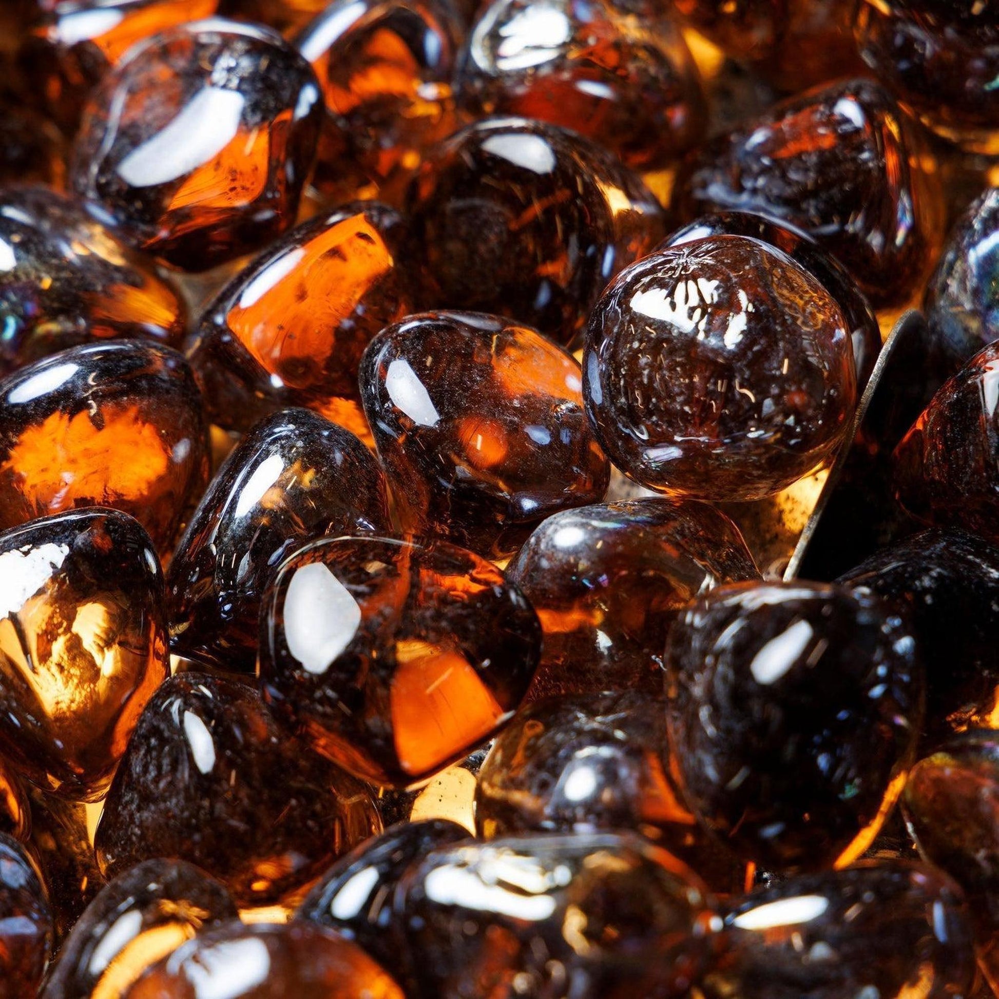 The Outdoor GreatRoom Company Copper Reflective Large Tempered Reflective Fire Glass Diamonds - 25 lb Kit