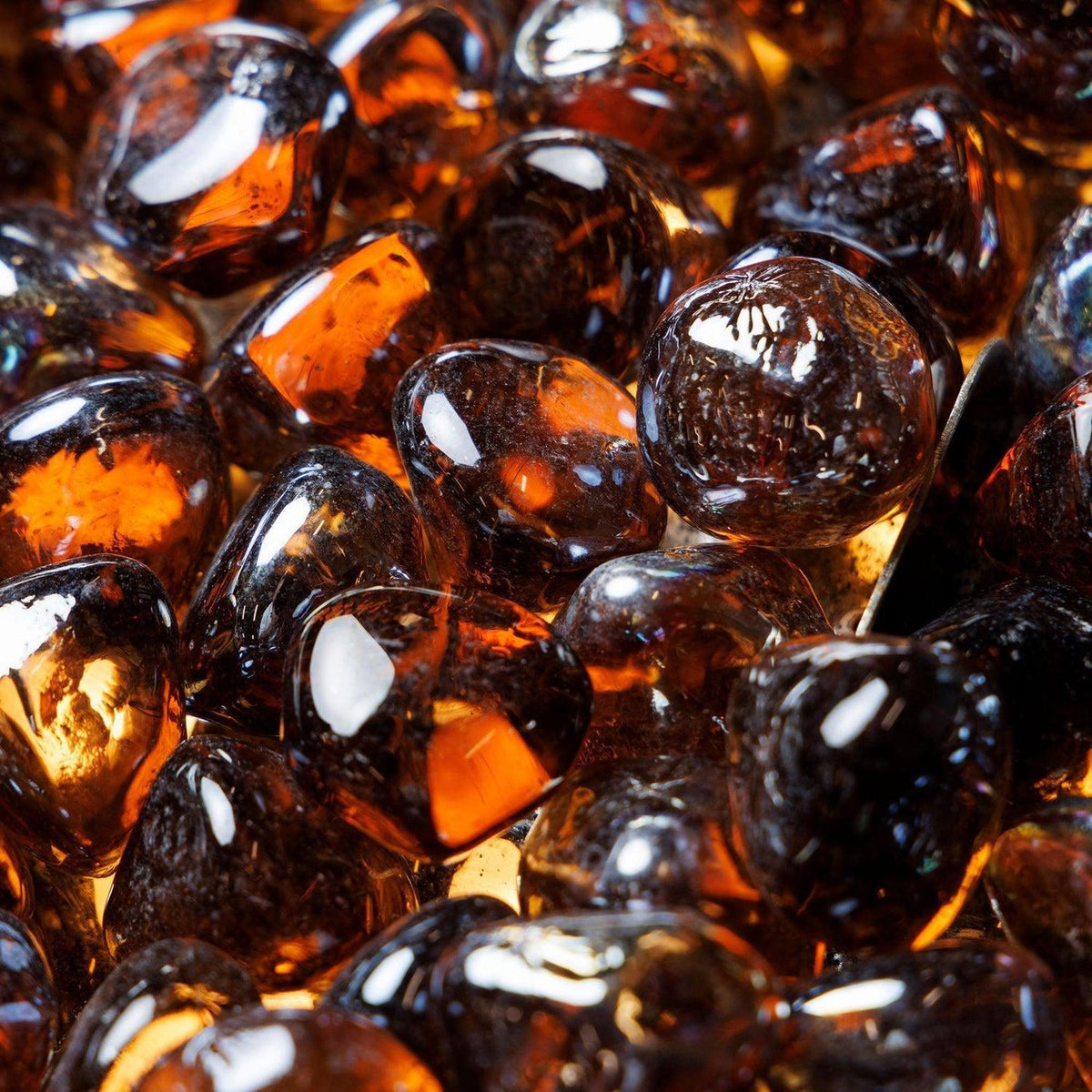 The Outdoor GreatRoom Company Copper Reflective Large Tempered reflective Fire Glass Diamonds - 20 lb Kit