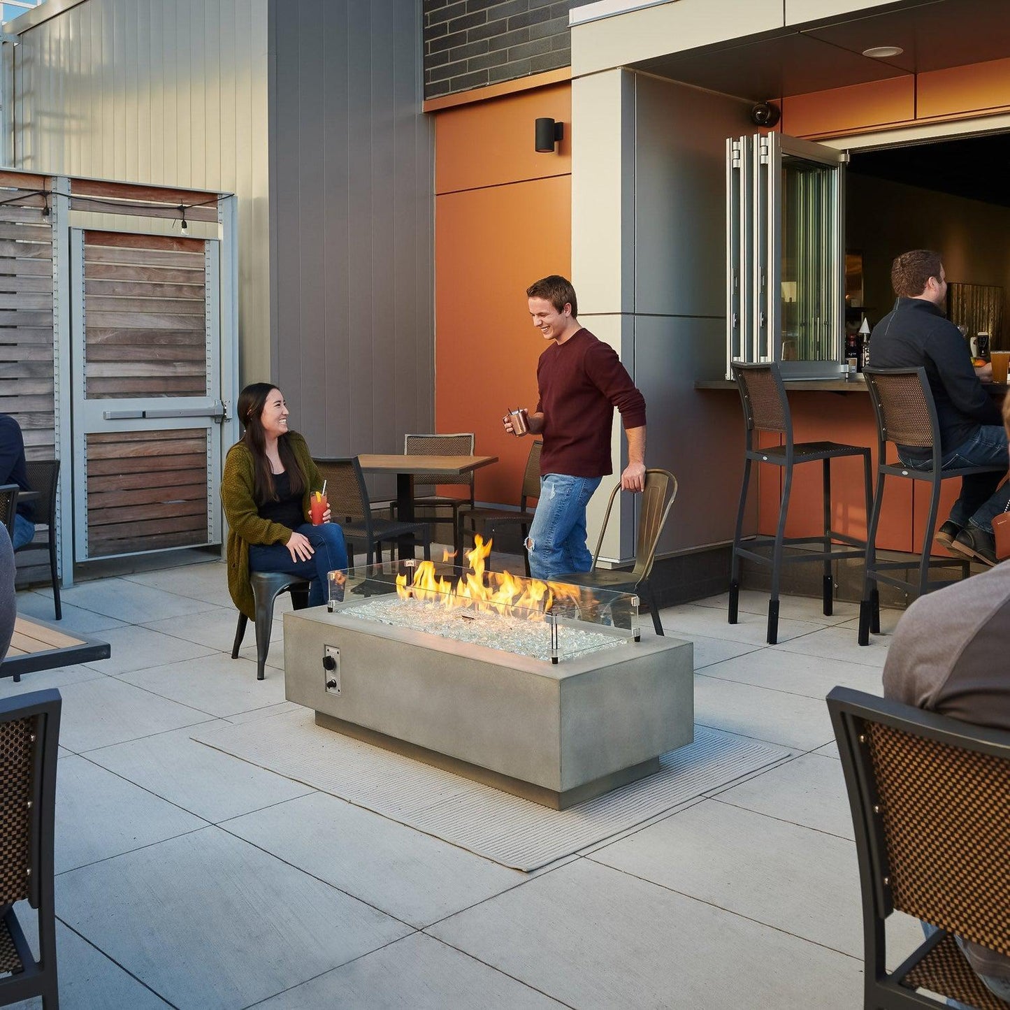 The Outdoor GreatRoom Company Cove 54" Natural Gray Linear Gas Fire Table
