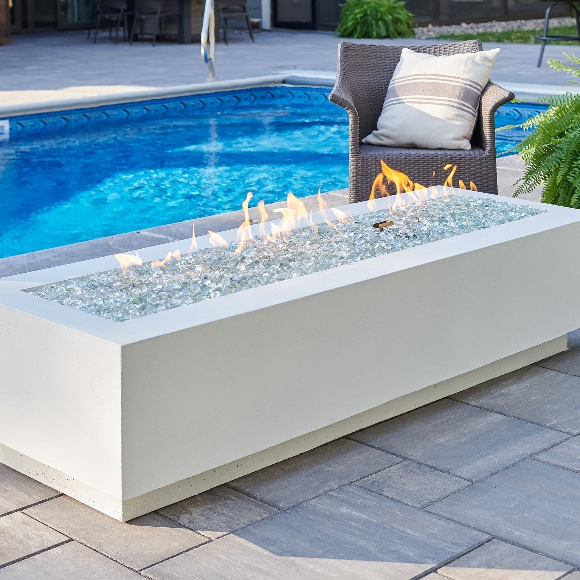 The Outdoor GreatRoom Company Cove 72" White Linear Gas Fire Table