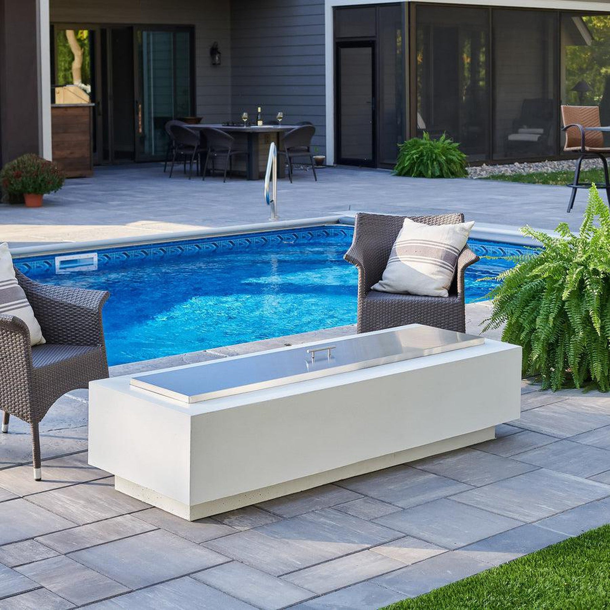 The Outdoor GreatRoom Company Cove 72" White Linear Gas Fire Table