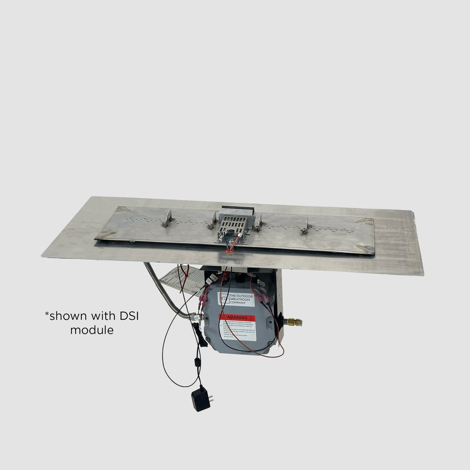 The Outdoor GreatRoom Company Crystal Fire Plus 13.5" x 120" Linear Direct Spark Natural Gas Burner Insert and Plate Kit