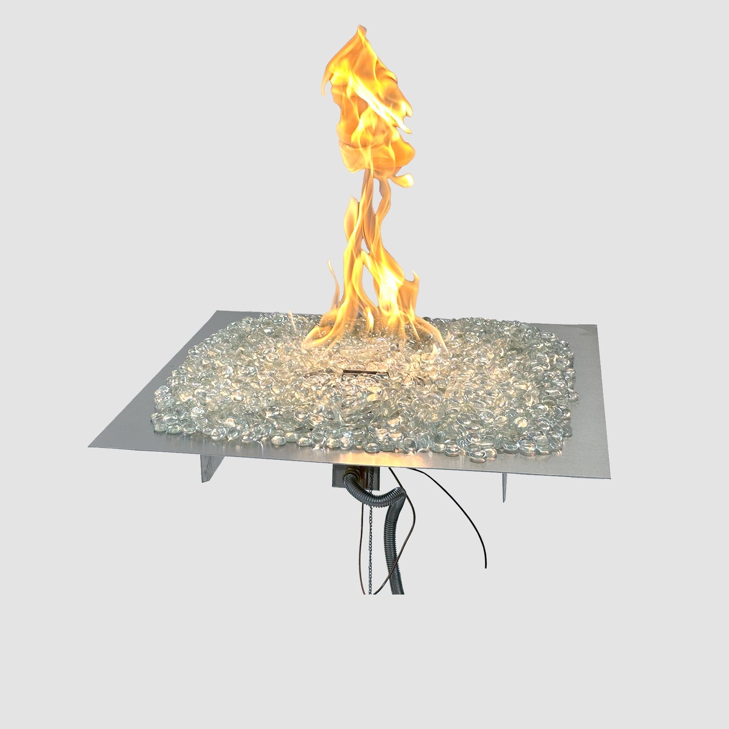 The Outdoor GreatRoom Company Crystal Fire Plus 24" x 24" Square Direct Spark LPG Gas Burner Insert and Plate Kit