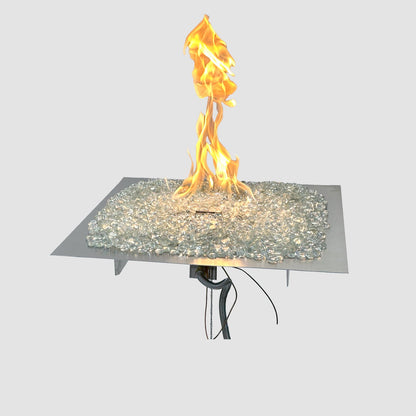 The Outdoor GreatRoom Company Crystal Fire Plus 24" x 24" Square Direct Spark LPG Gas Burner Insert and Plate Kit